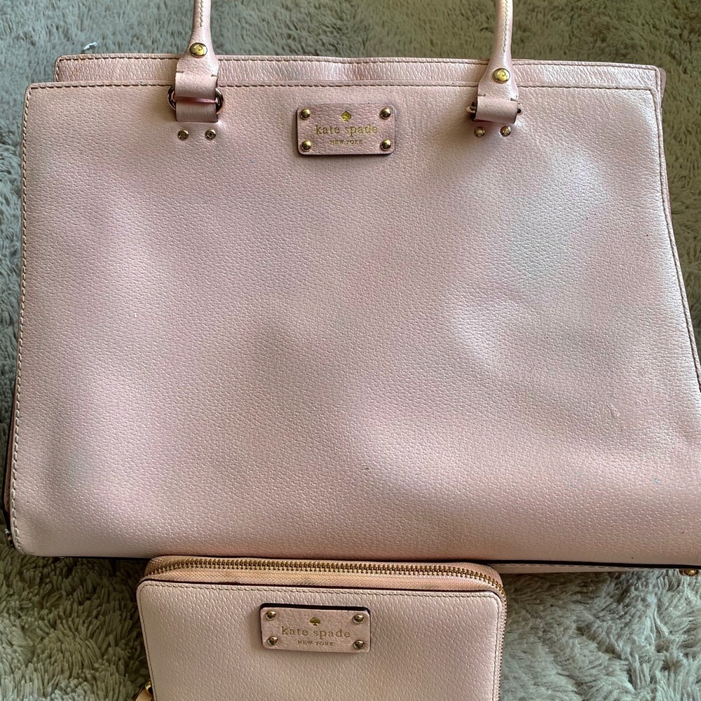 Super cute, baby pink large purse,and wallet set.